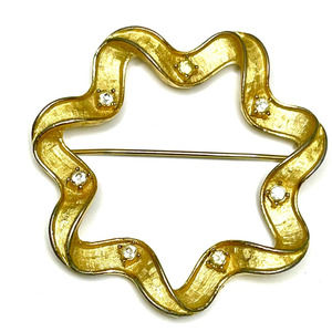 VINTAGE Brooch Clear Rhinestone SIGNED Sarah Coventry Vtg Costume Jewelry JU10